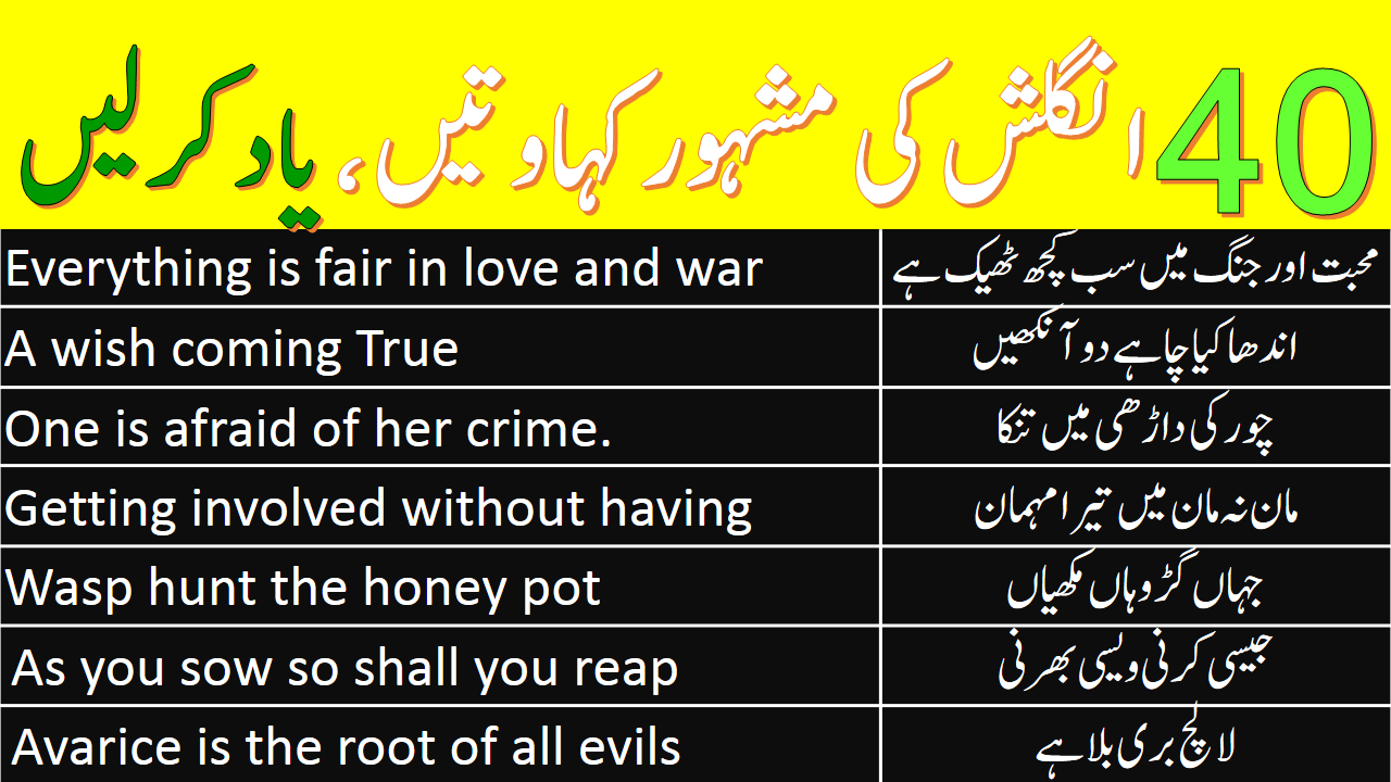 40 Most Commonly Used English Proverbs With Urdu And Hindi Meanings
