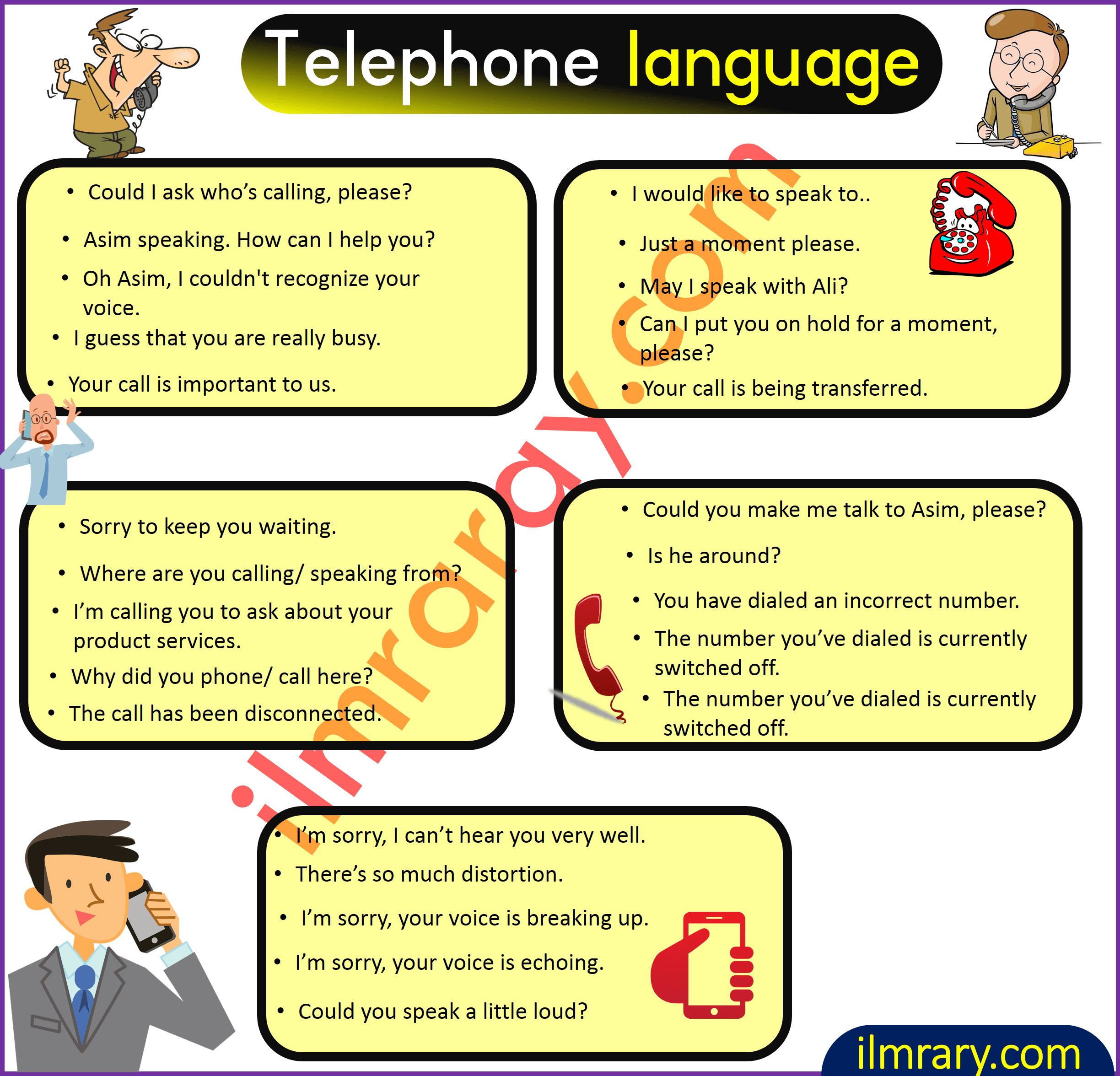Phone Call Sentences with Urdu Translation