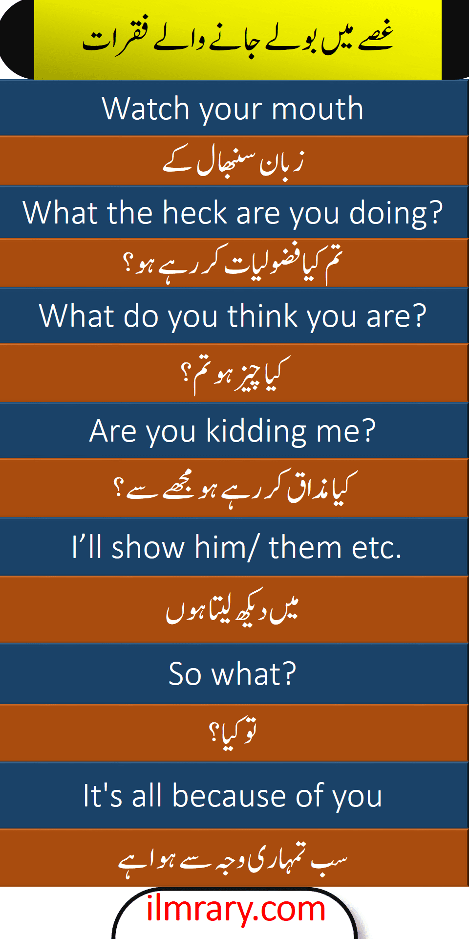 60 English Sentences For Anger With Urdu Translation