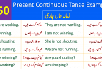 150 Examples for Present Continuous Tense with Urdu Translation