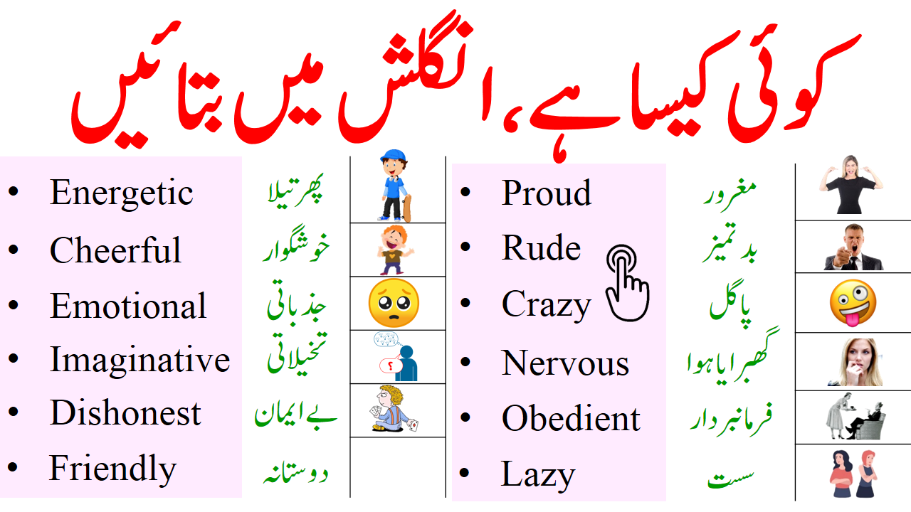 Human Qualities Adjectives in English with Urdu Meanings