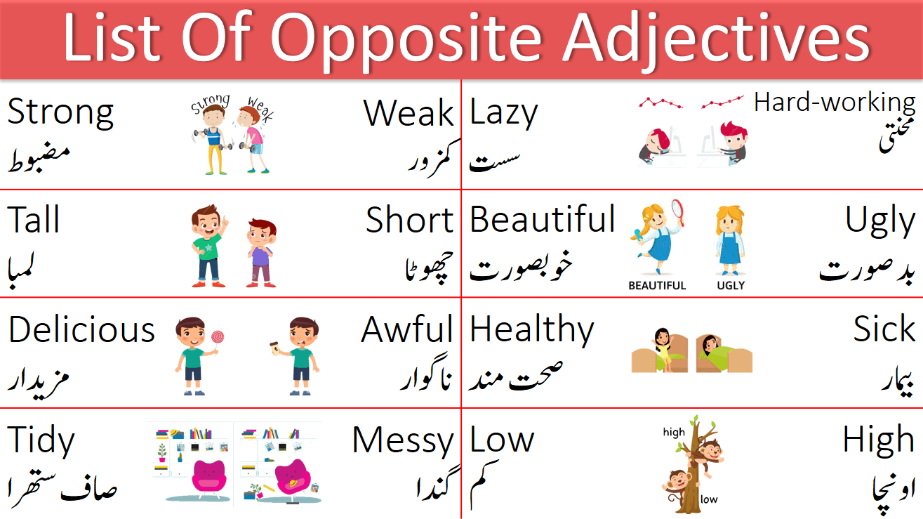 List Of Opposite Words With Urdu Meanings Ilmrary