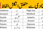 Daily Use English Vocabulary for Wedding in Urdu With PDF