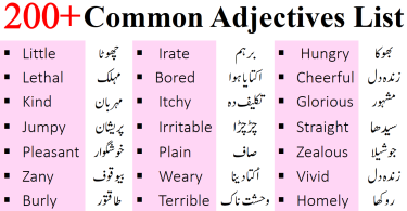 200+Most Famous Adjectives List with Urdu Meanings