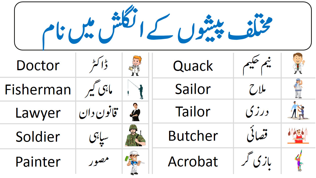 Occupations and Jobs Vocabulary Words with Urdu Meanings
