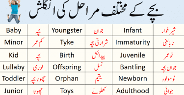 Child Growth Stages Vocabulary with Urdu Meanings