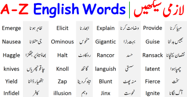 A to Z Vocabulary Words with Urdu Meanings PDF