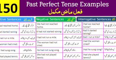 150 Example Sentences for Past Perfect Tense with Urdu Translation