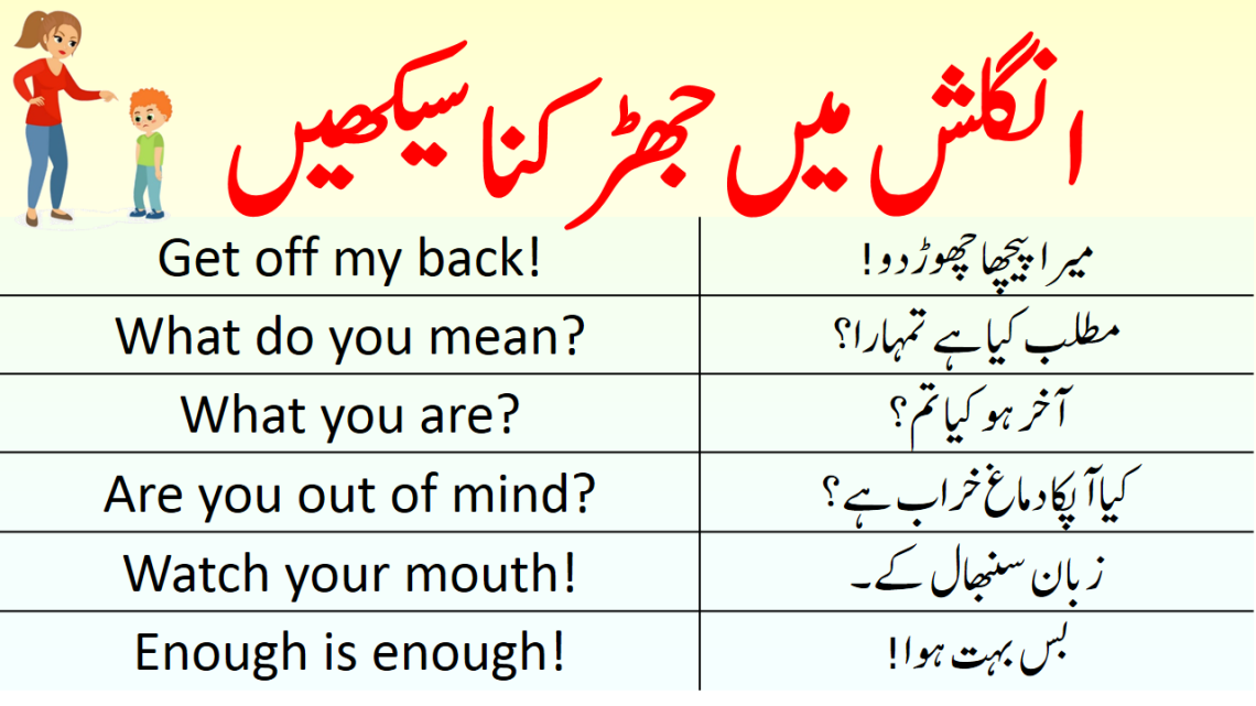 Scold Sentences in English with Urdu Translation