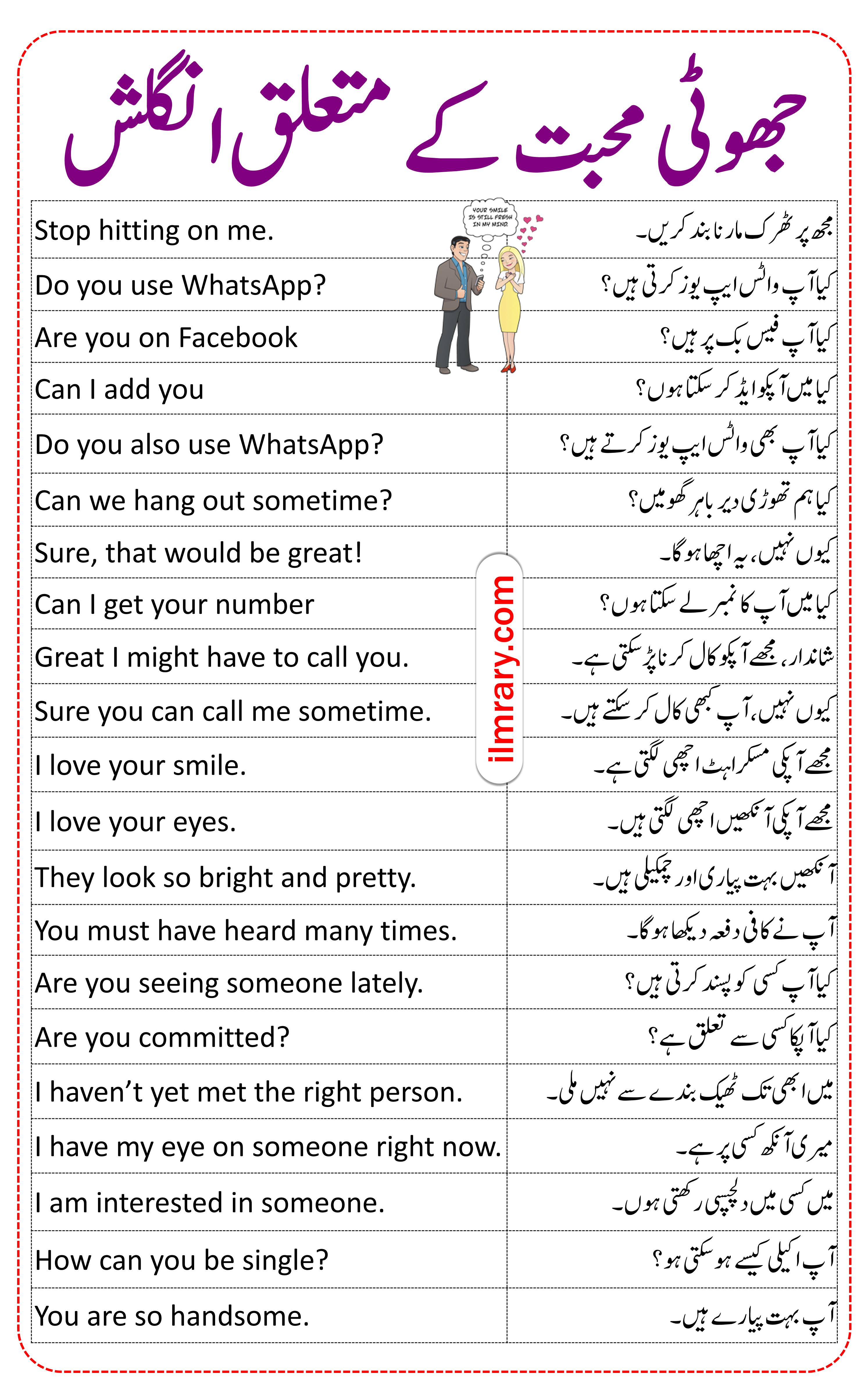 Flirting Sentences in English with Urdu Translation
