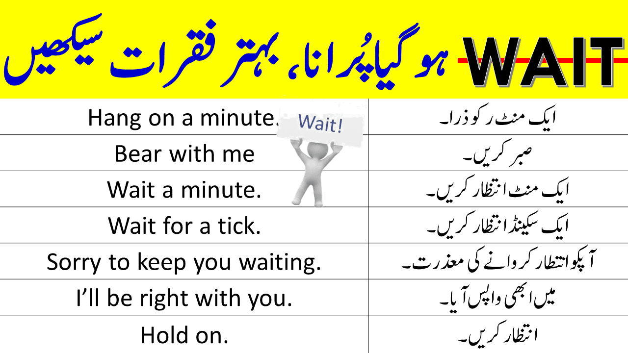 20 Other Ways to Say WAIT in English with Urdu Translation