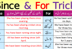 Use of Since and For in English with Examples in Urdu- PDF