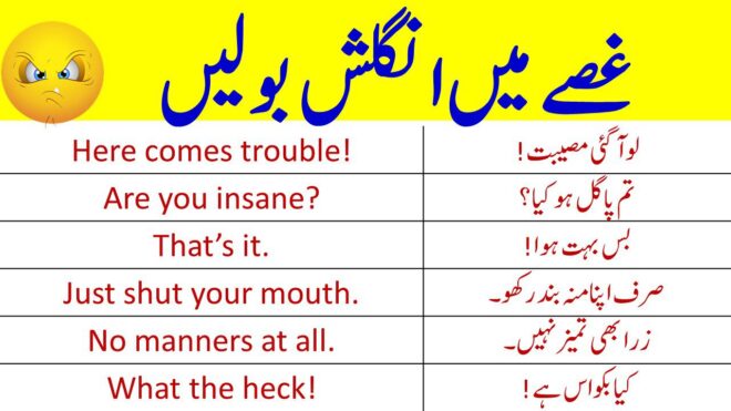 35 Daily Use Anger Sentences in English with Urdu Translation