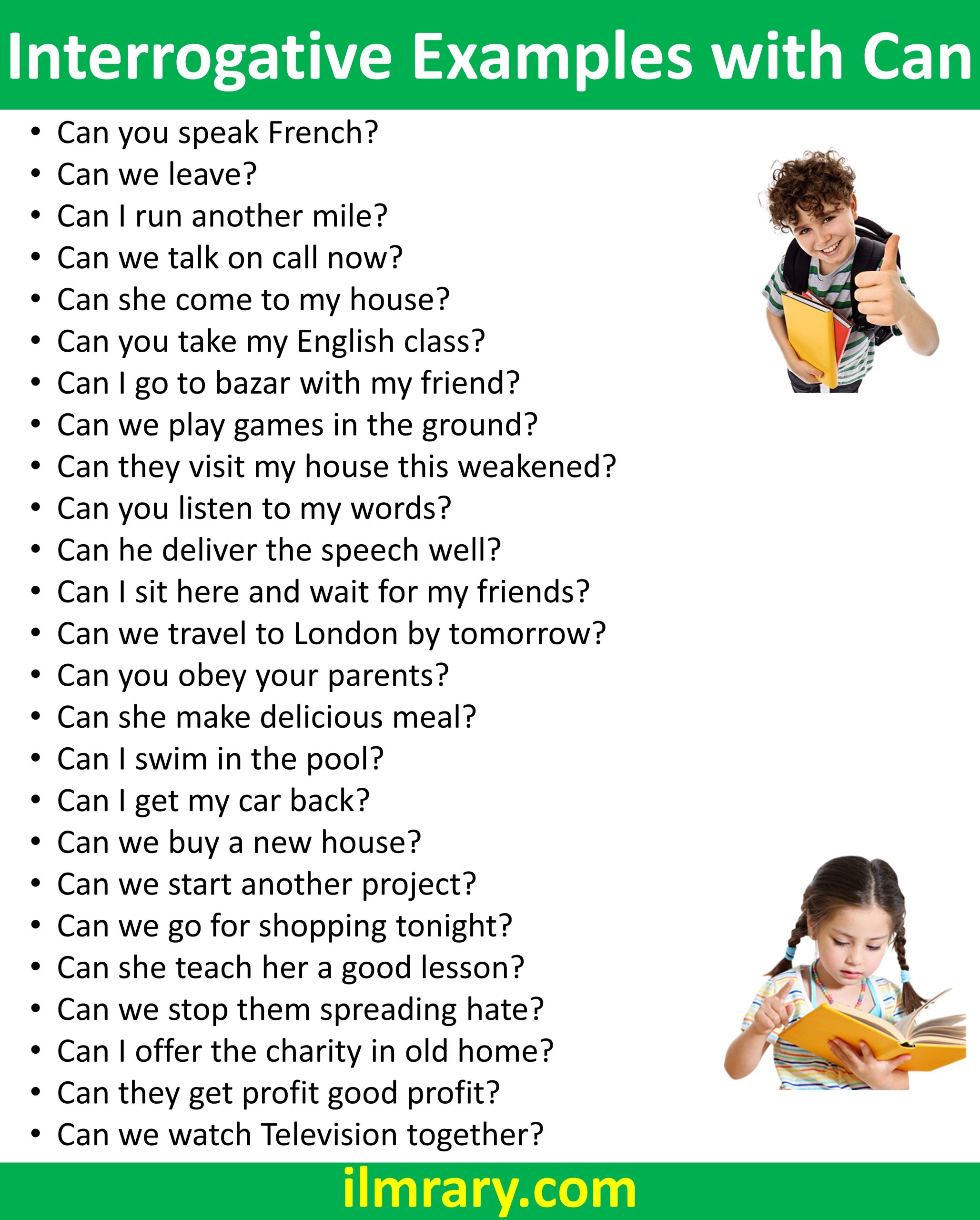 Can Use in Interrogative Example Sentences - Learn English