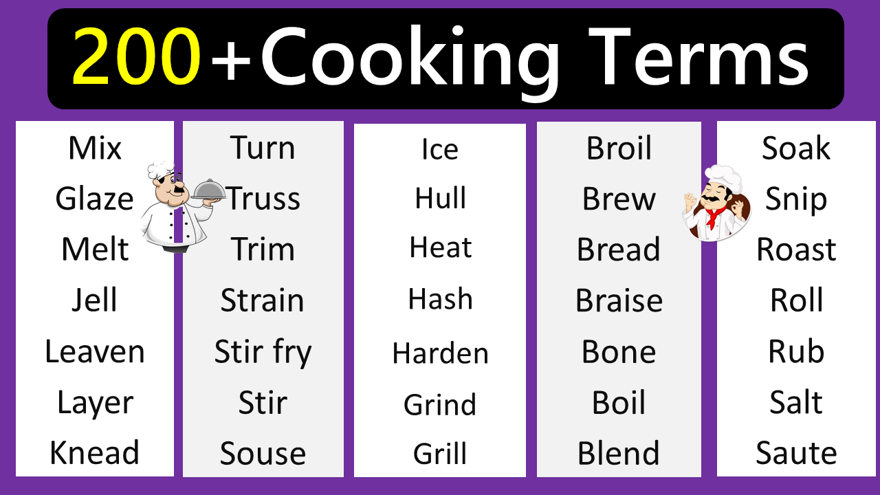 200+ List of Cooking Terms Vocabulary in English