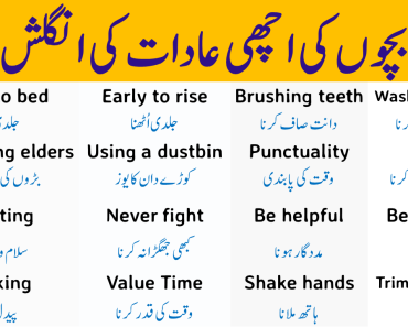 40 English Words to Describe Good Habits of Kids in Urdu