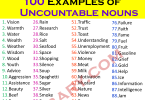 100 Uncountable Nouns List in English with PDF