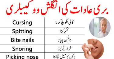 Bad Habits Vocabulary Words with Urdu Meanings