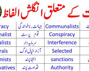 Political Vocabulary in English with Urdu Meanings