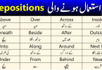 Common Prepositions in English with Examples in Urdu