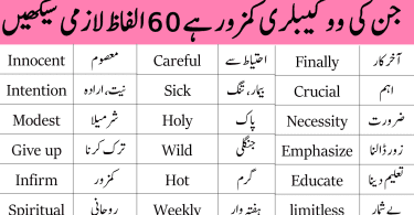 60 Daily Use Words with Sentences in English with Urdu Meanings
