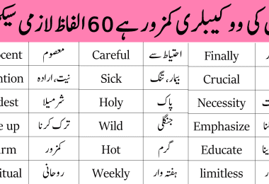 60 Daily Use Words with Sentences in English with Urdu Meanings