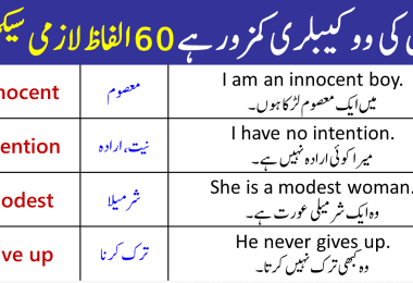 60 Daily Use Words with Sentences in English in Urdu