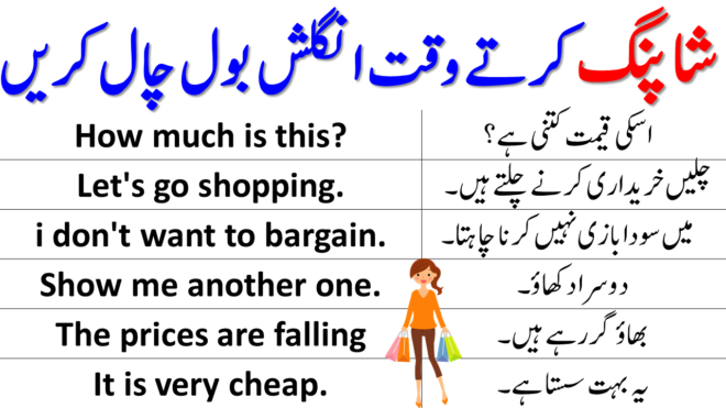 Daily Use English Sentences For Shopping with Urdu Translation
