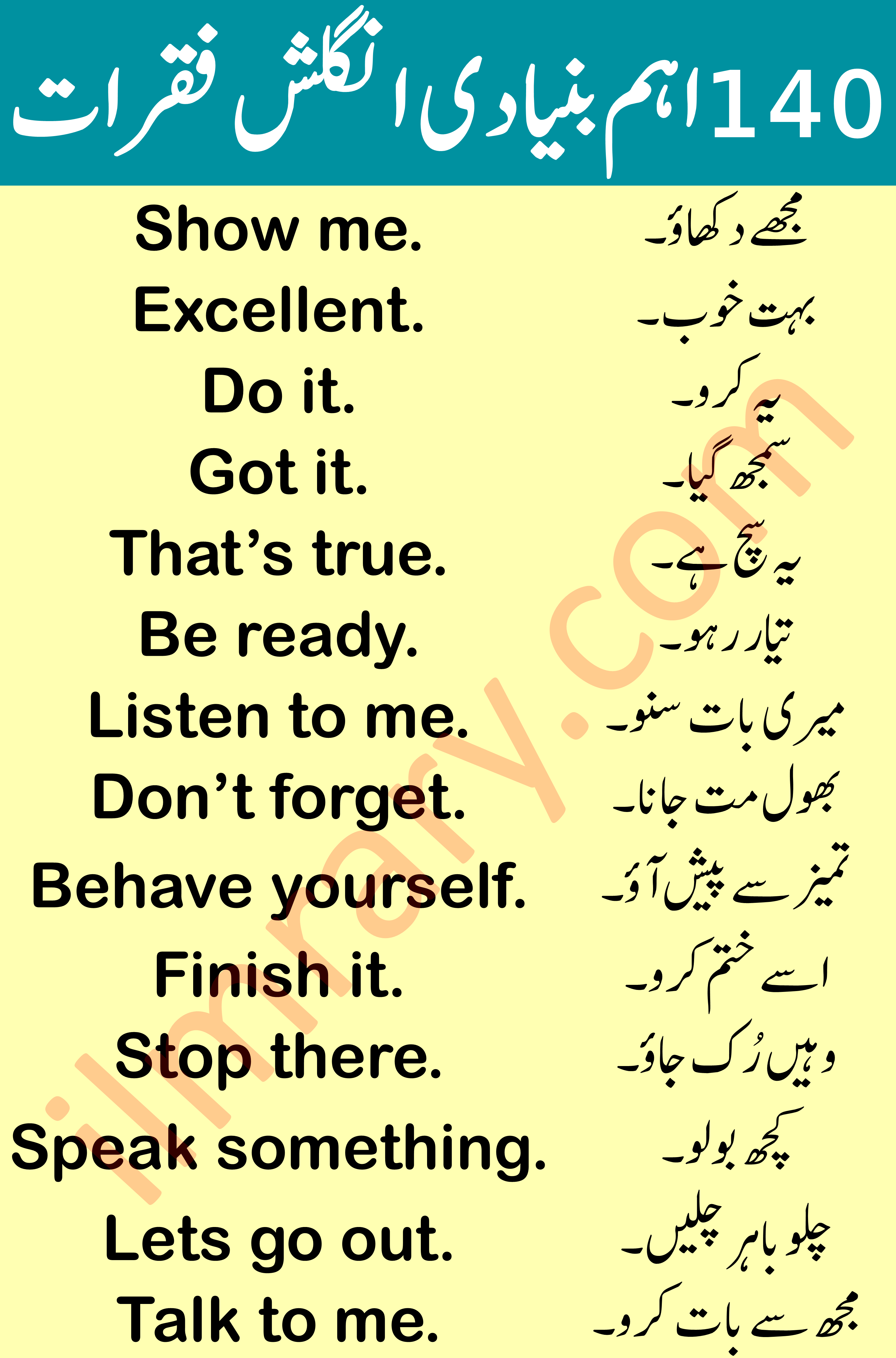 140 English Speaking Practice Sentences with Urdu Translation