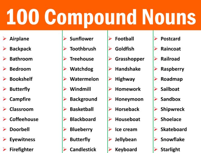 Compound Nouns: 100 + Compound Nouns in English