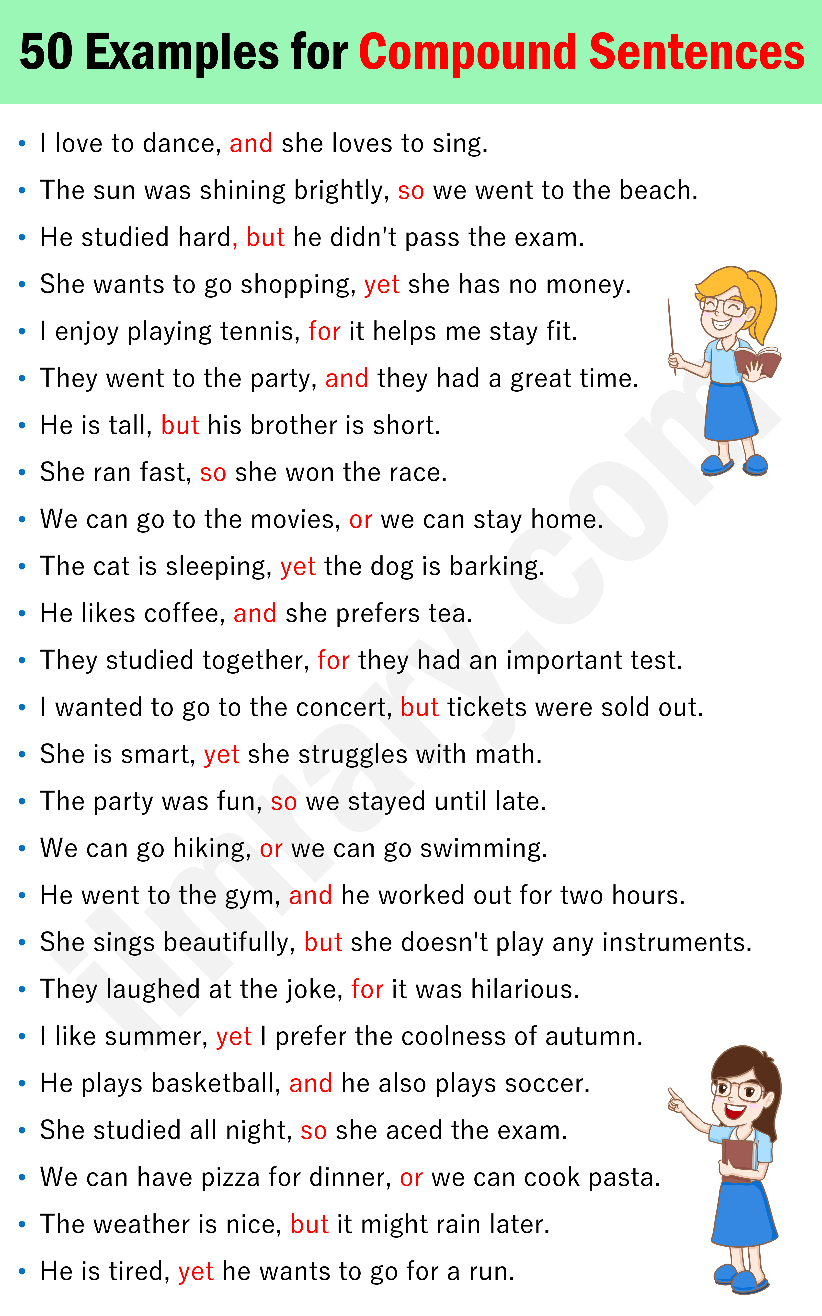 50 Compound Example Sentences in English