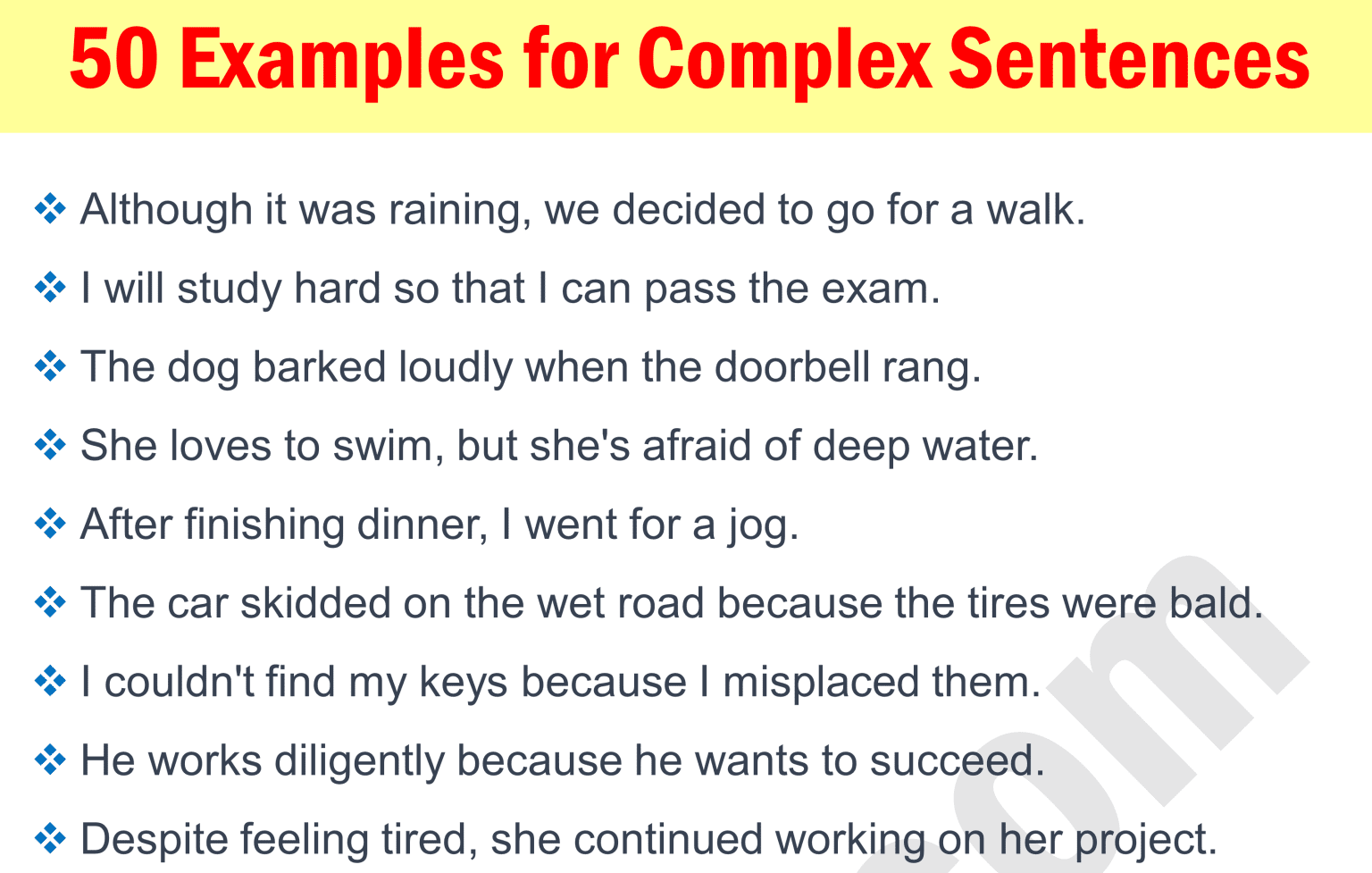 Complex Sentences Exercises For Grade 4
