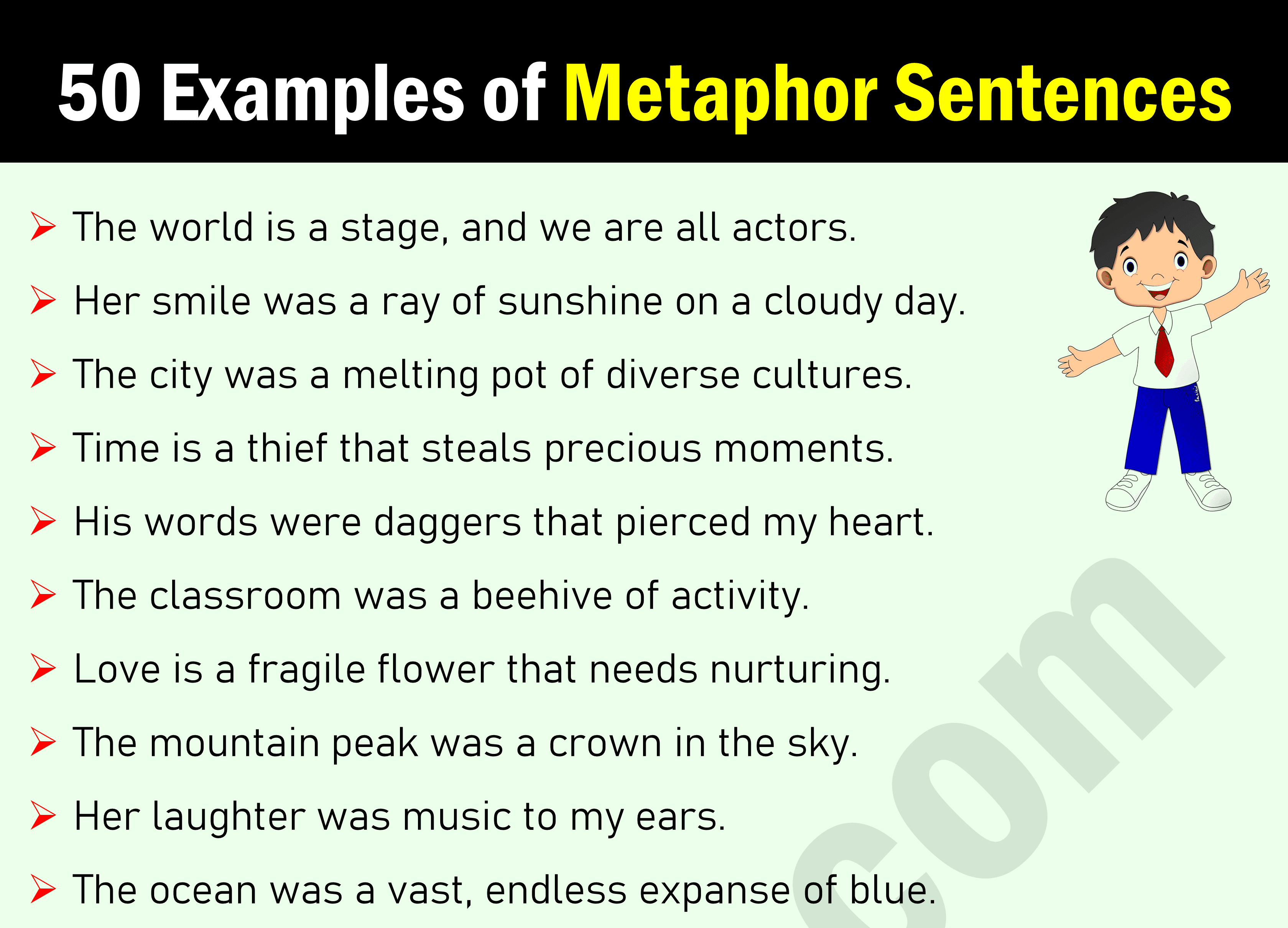 50 Metaphor Example Sentences in English