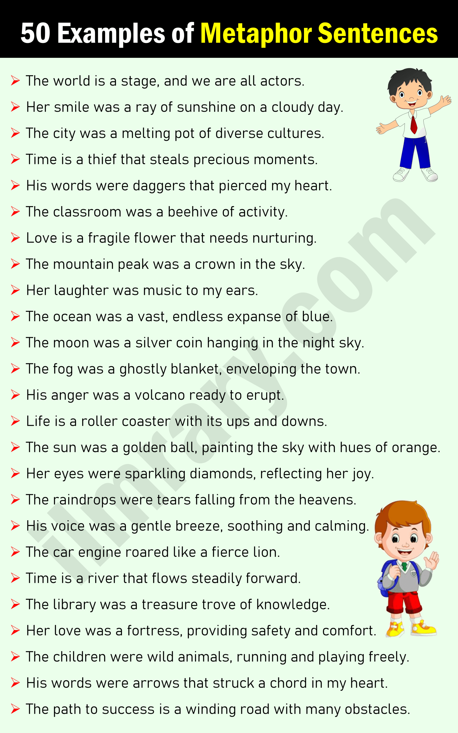 50 Metaphor Example Sentences in English