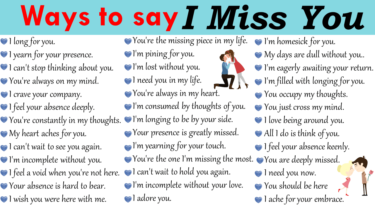40 Interesting Ways to Say "I MISS YOU" in English