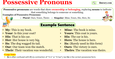 Possessive Pronouns with Examples In English