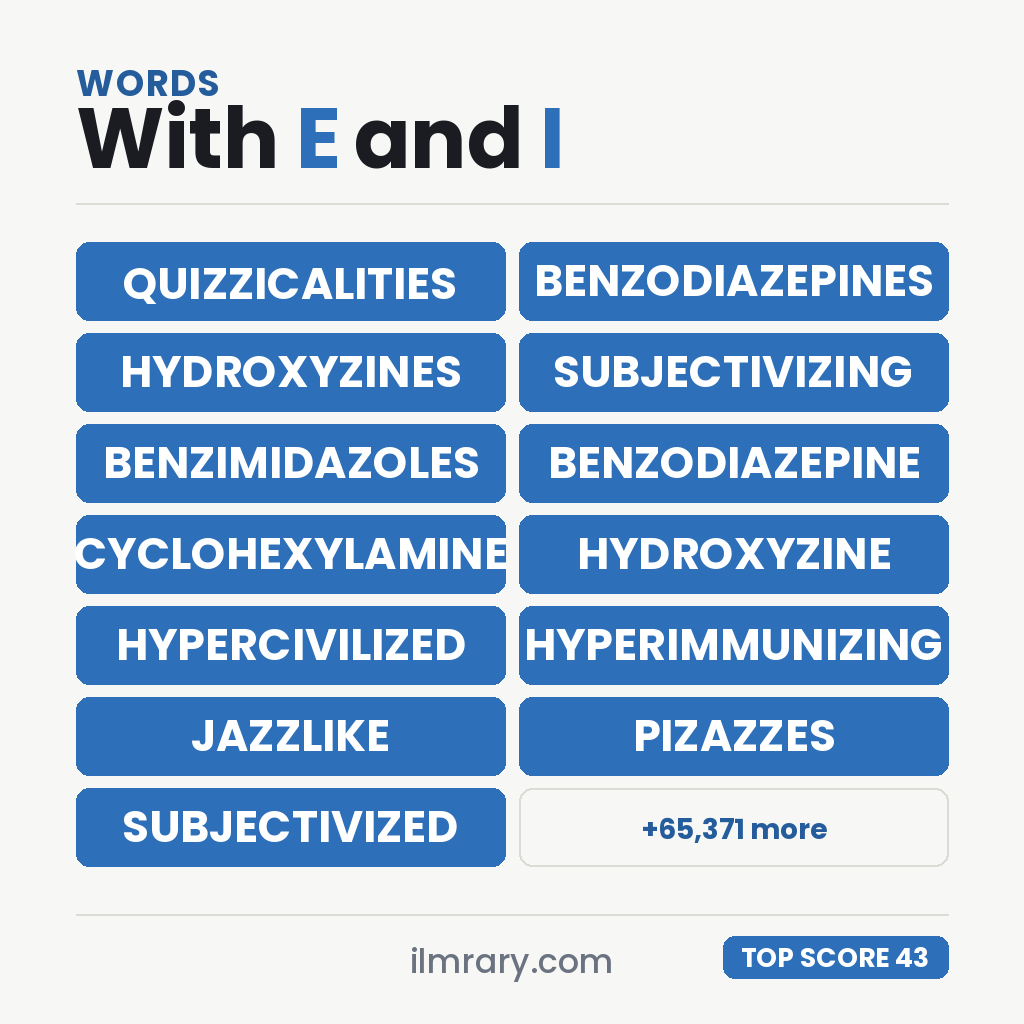 QUIZZICALITIES and other strong words with E and I, each shown with its point value.