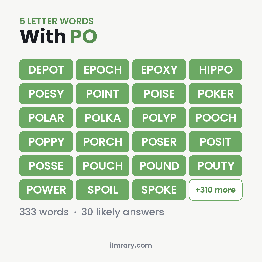 5 Letter Words With PO such as DEPOT, EPOCH, EPOXY
